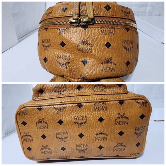 Authentic MCM Visetos Stark Medium Leather Backpack Brown - Picture 9 of 15